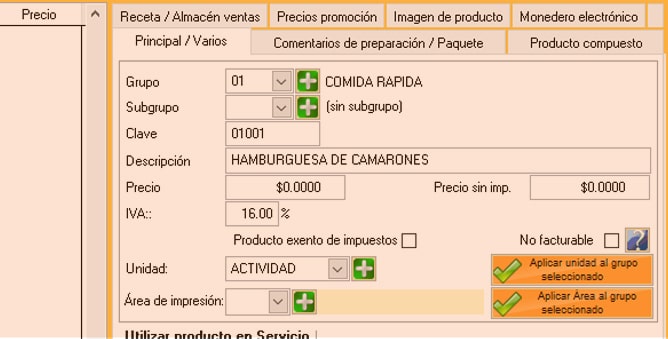 subir productos del menu a un software para restaurantes